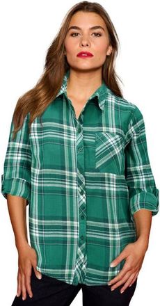 Roaman's Classic Plaid Button Front Shirt in White Midnight Vine Plaid at Nordstrom, Size 26