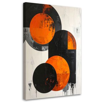 Feeby Cuadro En Lienzo, C&iacute;rculos Abstractos Formas Naranjas, 80x120