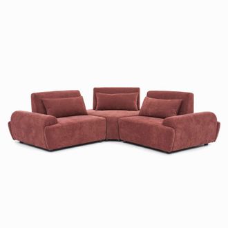 Oviala Sof&aacute; modular esquinero de 3 plazas con respaldo ajustable 231 cm rojo