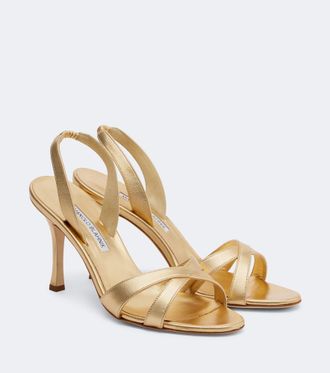 Manolo Blahnik Callasi metallic leather slingback sandals
