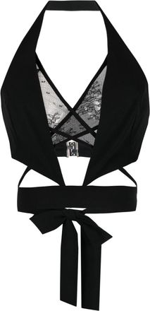 Dsquared2 halterneck cut-out crop top - women - Polyester/Polyamide/Silk/Modal/Viscose/Polyamide - 40 - Black
