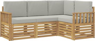 vidaXL Conjunto De Sof&aacute;s De Exterior 4 Uds. Blanco Y Gris Claro Vidaxl