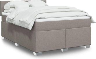 vidaXL Vidaxl - Cama Box Spring Con Colch&oacute;n Tela Gris Taupe 140x190 Cm