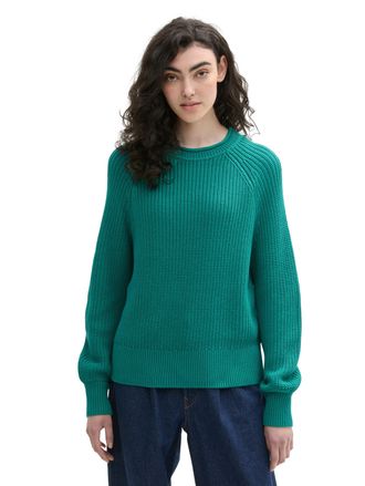 Tom Tailor Denim Strickpullover TOM TAILOR DENIM, Damen, Gr. S (36), gr&uuml;n (jade gr&uuml;n), Strick, Obermaterial: 50% Baumwolle, 50% Polyacryl, meliert, unifarben, regular 