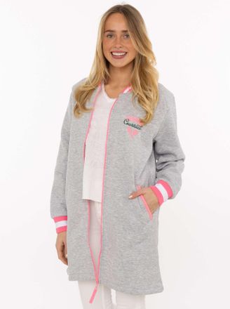 Zwillingsherz Kurzmantel ZWILLINGSHERZ Courtside, Damen, Gr. XXL, hellgrau, Sweatware, Obermaterial: 50% Baumwolle, 50% Polyester, ca. Mitte Oberschenkel, ohne Auss