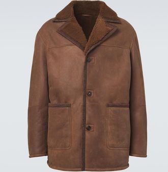 Etro Shearling-trimmed leather jacket
