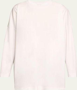Eskandar Round Neck Long Sleeve Cotton T-Shirt