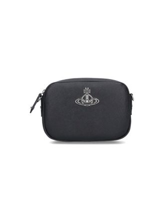 Vivienne Westwood Anna Shoulder Bag In Black Cotton Blend