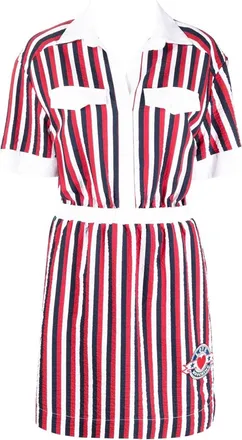 Love Moschino striped elasticated waist shirt dress - women - Cotton/Elastane/Lyocell/Polyamide - 40 - White