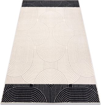 RugsX Rugsx - Alfombra Wool Angel 7901 / 52044 Geometric Beige / Negro Beige 120x170 Cm