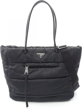 Prada Black Nylon Leather Tote Bag (Pre-Owned)