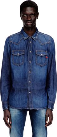 Diesel Denim shirt with patch pockets - Denim Shirts - Man - Blue
