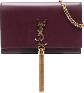 Saint Laurent Borsa a tracolla Kate in pelle di vitello con nappa, monogramma e catena 2019 - Rosso