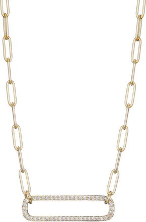 Adornia Adornia 14K Plated Cz Rounded Rectangle Pendant Necklace