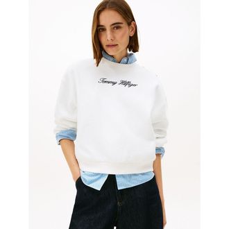 Tommy Hilfiger Sweater met ronde hals, logo en knopen op de schouder