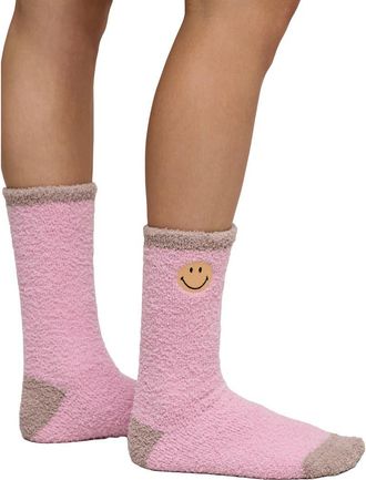 Barefoot Dreams CozyChic Smiley Assorted 2-Pack Ribbed Crew Socks in Feather Multi at Nordstrom