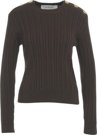 Golden Goose Elegant Cable-Knit Sweater Marrone Aw 25 - Dames - Ronde hals truien - Bruin - M - Wol - Truien & Vesten