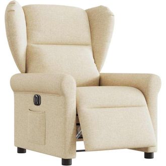 vidaXL Sill&oacute;n Reclinable El&eacute;ctrico De Tela Crema Vidaxl