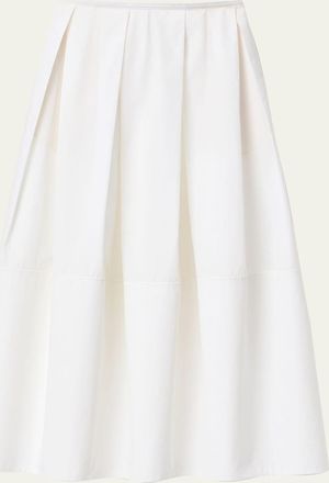 Lafayette 148 New York Pleated Organic Cotton Poplin Midi Skirt