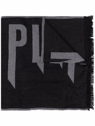 Philipp Plein wool logo scarf - men - Wool - One Size - Black