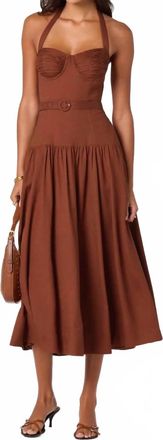 Astr Katinka Belted Halter Midi Dress In Rust