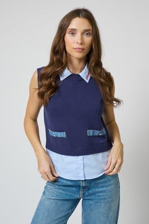 Central Park West Kendall Sleeveless Twofer in Navy at Nordstrom, Size Medium