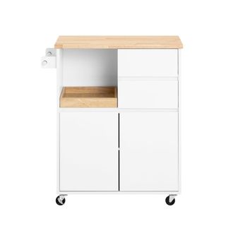 SoBuy Carrito auxiliar de cocina con 2 cajones y 2 puertas blanco
