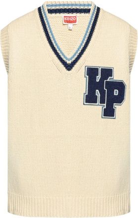 Kenzo logo-appliqué wool vest - men - Wool - M - Neutrals