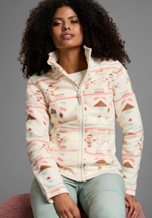 Kangaroos Fleecejacke KANGAROOS, Damen, Gr. 32/34, beige, Fleece, Obermaterial: 100% Polyester, bedruckt, ethno, gemustert, kontrastfarbene Details, mehrfarbig,