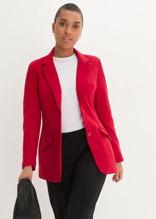 Bonprix Jackenblazer BONPRIX, Damen, Gr. 38, chillirot, Obermaterial: 100% Baumwolle. Futter: 100% Polyester, festlich, tailliert, Blazer Jackenblazer, elegan