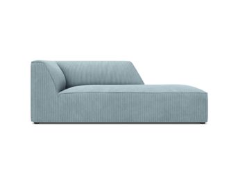 MICADONI Chaise longue de angulo derecho de pana azul claro