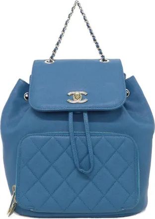 Chanel Blue Grained Calfskin Backpack (Pre-Owned)