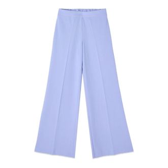 Oltre Broeken, Dames, Blauw, S, Leer, Wide-leg Palazzo Broek