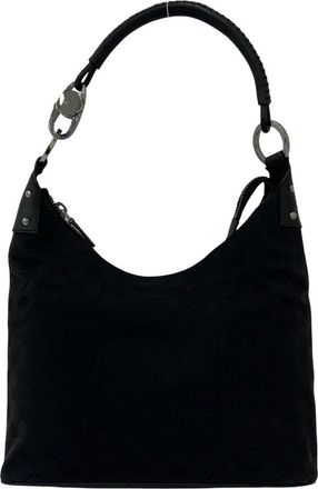 Gucci Black Canvas Leather Handbag Shoulder Bag Tote Bag (Pre-Owned)