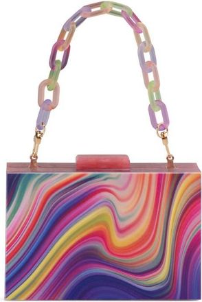 Olga Berg Dorothy Swirl Print Box Clutch in Rainbow at Nordstrom