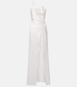 DAVID KOMA Floral-appliqu&eacute; gown