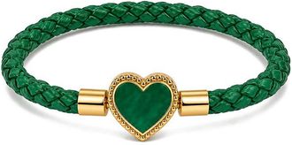 Jean Claude Leather & Stainless Steel Cz Bracelet