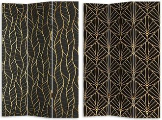 Vacchetti Vacchetti - Paravento Estampado 3 Paneles Negro Decorado Oro 120,6x2,5xh180,6x2,5xh180