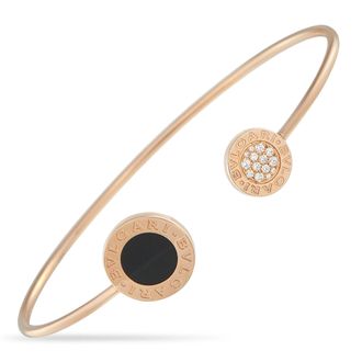 Bulgari 18K Rose Gold Diamond Onyx Bracelet BV08-100726