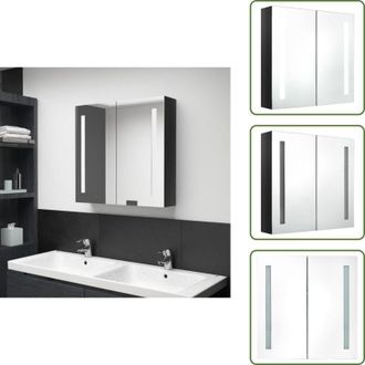 vidaXL The Living Store Armadietto Bagno con Specchio e LED Nero Lucido 62x14x60 cm - Armadietto con specchio