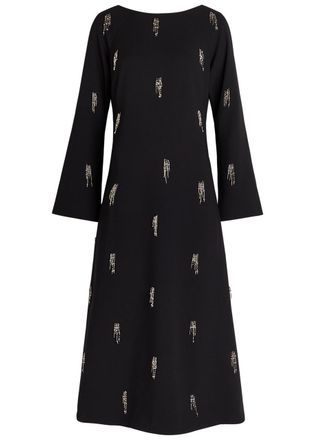 SIMKHAI Coretta Embellished Crepe Midi Dress - Black - 12 (UK16 / XL)