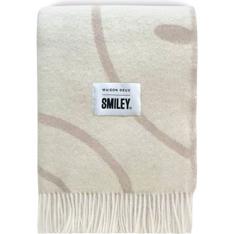 Maison Deux Smiley Blanket in Open White at Nordstrom, Size Medium
