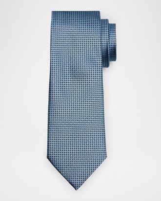 Ermenegildo Zegna Mens Tonal Geometric Jacquard Tie