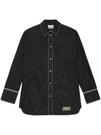 Ganni Contrasterende blouse - Zwart