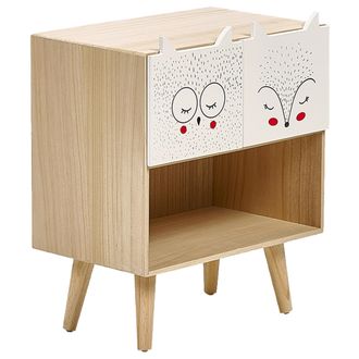 Beliani Beliani - Mesita De Noche Moderna 2 Cajones Motivo Animal Madera Clara Rupert
