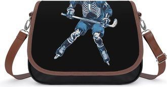 Generic Skeleton Hockey Player Womens Crossbody Bag Fashion Shoulder Handbags Message Tote Bag with Adjustable Strap