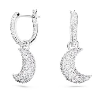 Swarovski Crescent Moon Crystal Hoop Oorbellen - Dames - Oorbellen - Grijs - ONE Size - Accessoires