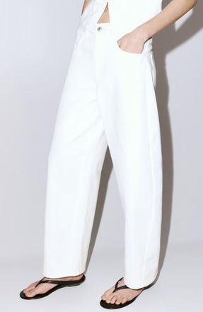 Mango Bimba Barrel Jeans in White at Nordstrom, Size 10