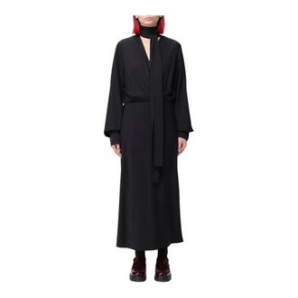 Sportmax Midi Dresses, female, Black, S, Black Tie Neck Midi Dress