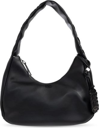 Ganni Medium Laces Hobo Tas - Dames - Schoudertassen - Zwart - ONE Size - Katoen - Tassen